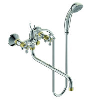 Ретро Смеситель для ванны, излив 320 мм, хром с золотом Vidima R1102LS /B9716LS /BA129LS