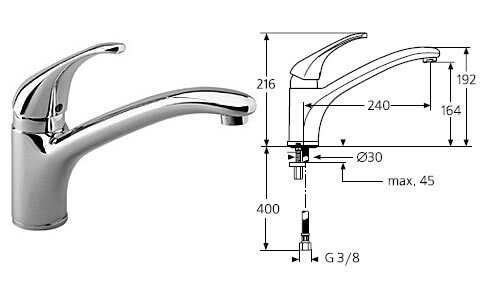 Серамикс Классик смеситель для кухни, хром Ideal Standard A3030AA Серамикс Классик смеситель для кухни, хром Ideal Standard A3030AA