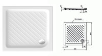 Поддон керамический [BOX] 90х90 квадрат, диаметр слива 90 мм, белый  Vidima W830101 /W830001/W833361