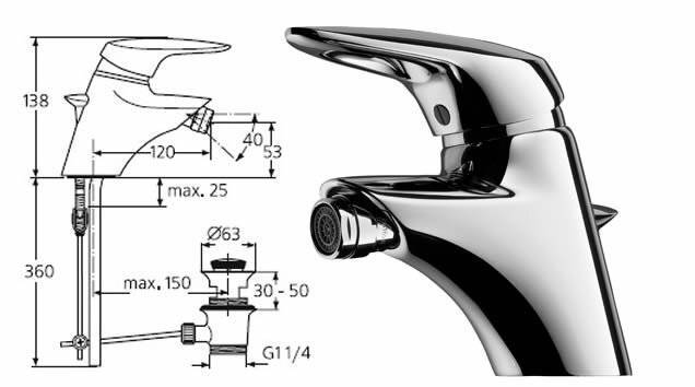 Серамикс Классик смеситель для биде, хром Ideal Standard A5040AA Серамикс Классик смеситель для биде, хром Ideal Standard A5040AA