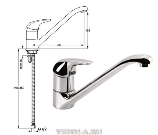 Твист смеситель для кухни, хром Vidima B7285AA Снят с производства Твист смеситель для кухни, хром Vidima B7285AA Снят с производства