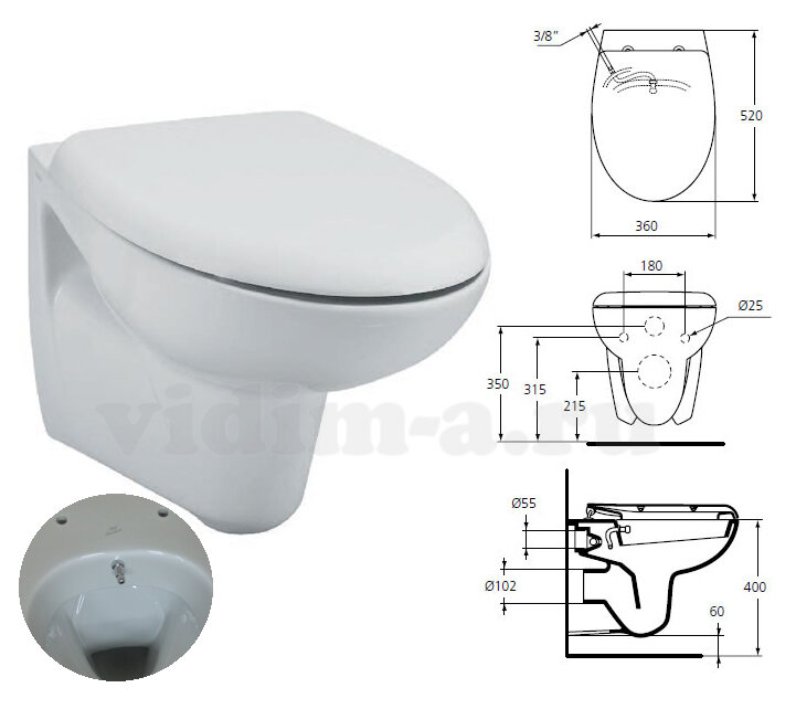 Подвесной унитаз с функцией биде Ecco New Ideal Standard W705501 +Сиденье R195001 Подвесной унитаз с функцией биде Ecco New Ideal Standard W705501 +Сиденье R195001