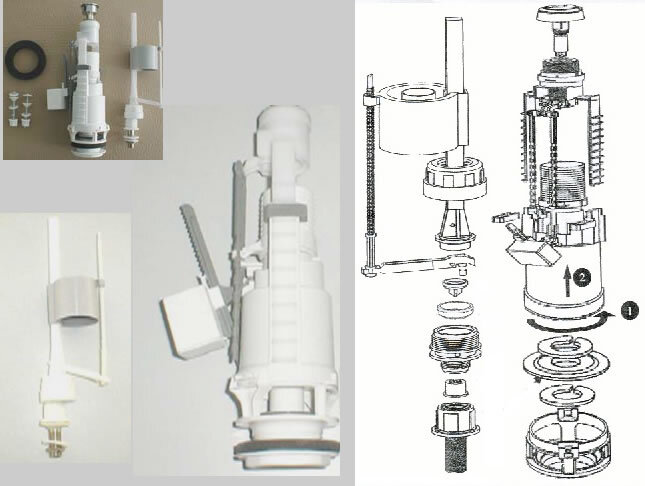 Арматура для бачка с кнопкой , для унитазов Ideal Standard Океан Джуниор и Эко Нью ,нижняя подводка (комплект) WW965428