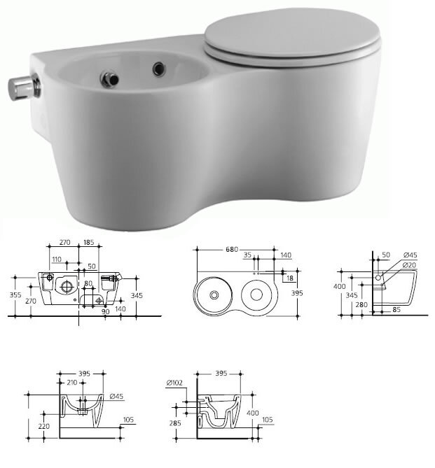 Смол + комплект подвесной Twin (унитаз+биде) T306901.
